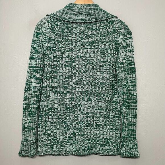 Vintage Green Space Dye Size Medium Sweater Ribbed Knit Cardigan Retro 60s 70s - Picture 6 of 8
